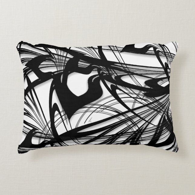 Black and White Fern Glen Accent Kussen (Voorkant)