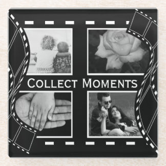 Black and White Film Reel Custom Photo Glazen Onderzetter