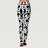 Black and White Fleur de Lis French Classic Leggings (Achterkant)
