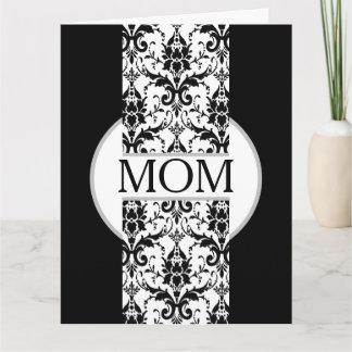Black and White Fleur de lis Mother's Day  Kaart