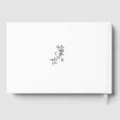 Black and White Flora Monogram Calligraphy Wedding Gastenboek (Achterkant)