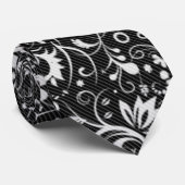 Black and White Floral Damask Pattern Stropdas (Opgerold)