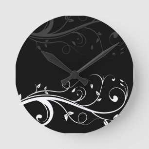 Black and White Floral Wall Clocks Ronde Klok