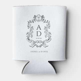 Black and White Floral Wedding Monogram  Blikjeskoeler