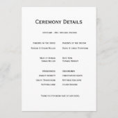 Black and White Floral Wedding Programma (Achterkant)