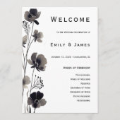 Black and White Floral Wedding Programma (Voorkant)
