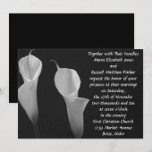 Black and White Flowers Wedding Kaart (Voorkant / Achterkant)