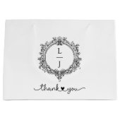 black and white foliage Crest wedding invitation Groot Cadeauzakje (Voorkant)