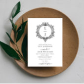 black and white foliage Crest wedding invitation Save The Date