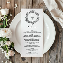black and white foliage Crest wedding Menu