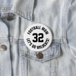 Black and White Football Maman Jersey Numéro<br><div class="desc">Saluez votre équipe sportive préférée, votre footballeur ou montrez votre fierté scolaire avec un bouton d'esprit personnalisé! Ajoutez votre nom d'école ou personnalisez-le avec le nom d'un joueur et son numéro de maillot. Parfait pour le football, le basket, le baseball et les jeux de football ! Créez des broches personnalisées...</div>