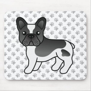 Black and White French Bulldog Cute Cartoon Dog Muismat