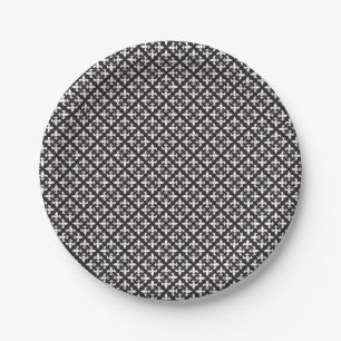 Black and White French Fleur De Lis Pattern Papieren Bordje