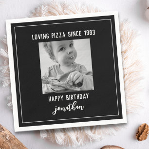 Black and White Funny Birthday Photo Napkins Servet