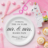 Black and White Future Mr en Mrs Engagement Party Papieren Bordje (Feest)