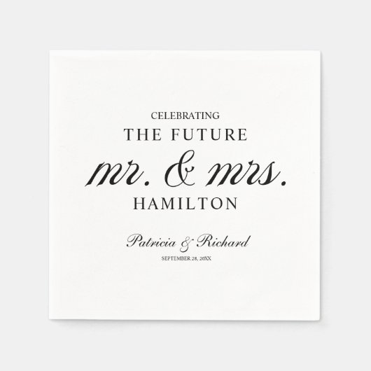Black and White Future Mr en Mrs Engagement Party Servet (Voorkant)