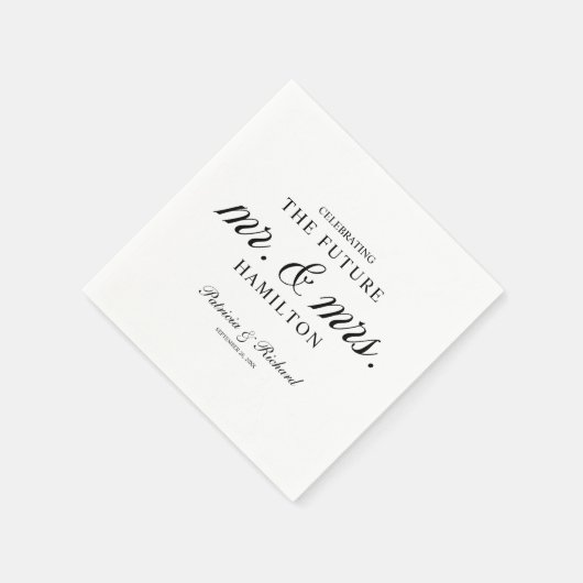 Black and White Future Mr en Mrs Engagement Party Servet (Hoek)