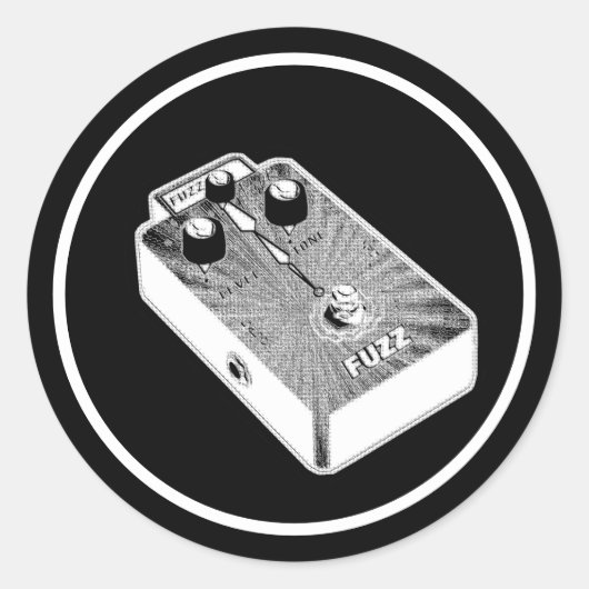 Black and White Fuzz Ronde Sticker (Voorkant)