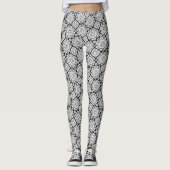 Black and White Geometric Grid Leggings - Moroccan (Voorkant)