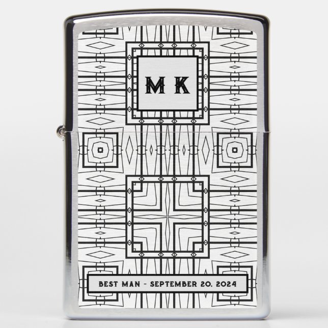 Black and White Geometric Pattern Best Man (Voorkant)