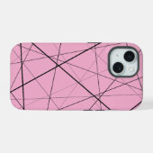 Black and white geometric pattern iPhone 15 hoesje (Achterkant horizontaal)