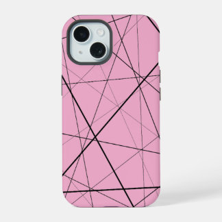 Black and white geometric pattern iPhone 15 hoesje