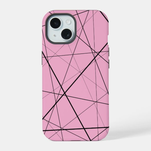Black and white geometric pattern iPhone 15 hoesje (Achterkant)