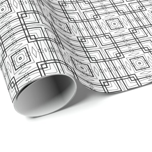 Black and White Geometric Squares Pattern Cadeaupapier (Rol Hoek)