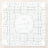 Black and White Geometric Squares Pattern Glazen Onderzetter (Achterkant)