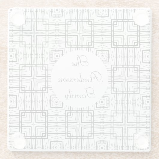 Black and White Geometric Squares Pattern Glazen Onderzetter (Achterkant)