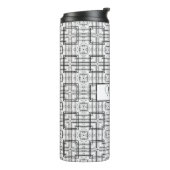 Black and White Geometric Squares Pattern Thermosbeker (Gedraaid links)