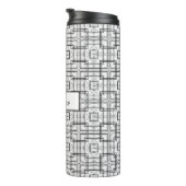 Black and White Geometric Squares Pattern Thermosbeker (Geroteerd rechts)