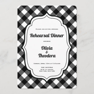 Black and White Gingam Rehearsal Dinner Invitation