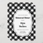 Black and White Gingam Rehearsal Dinner Invitation Kaart (Voorkant / Achterkant)