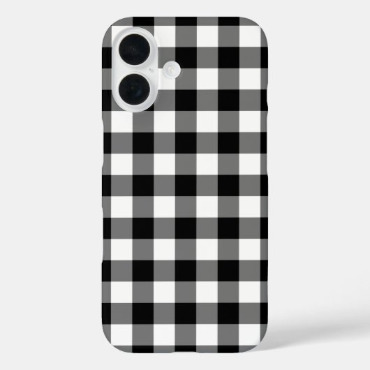 Black and White Gingham Buffalo Plays Pattern Case-Mate iPhone Case (Achterkant)