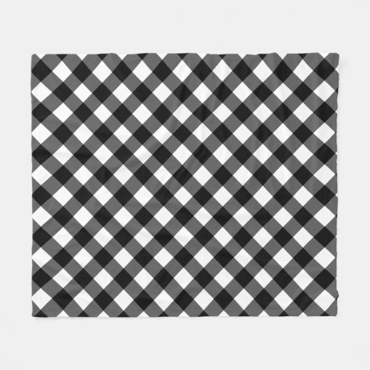 Black and White Gingham Check Fleece Blanket (Voorkant (Horizontaal))