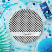 Black and White Gingham Check Pset Pattern Papieren Bordje (Feest)