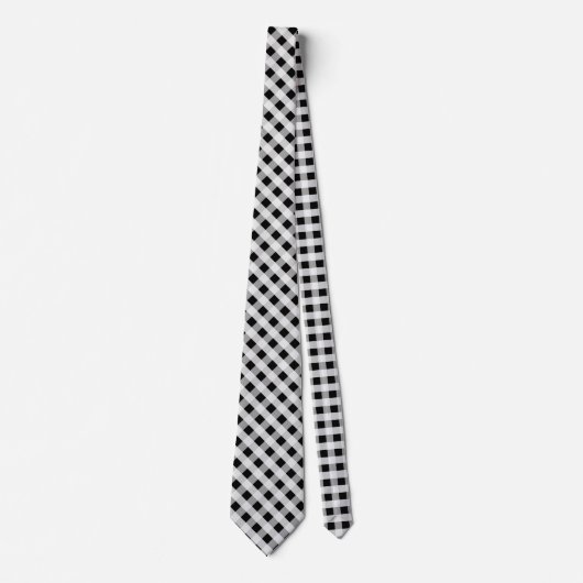 Black and White Gingham Check Pset Pattern Stropdas (Voorkant)