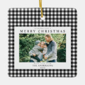 Black and White Gingham Christmas 2 Photo Keramisch Ornament (Voorkant)