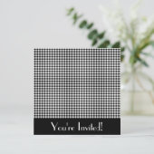 Black and White Gingham Invitation Kaart (Staand voorkant)