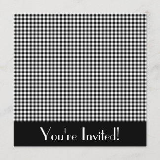 Black and White Gingham Invitation Kaart