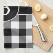 Black and White Gingham Monogram Kitchen Towel Theedoek (Quarter Fold)