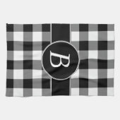 Black and White Gingham Monogram Kitchen Towel Theedoek (Horizontaal)