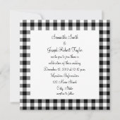 Black and White Gingham Pattern Wedding Kaart (Voorkant)