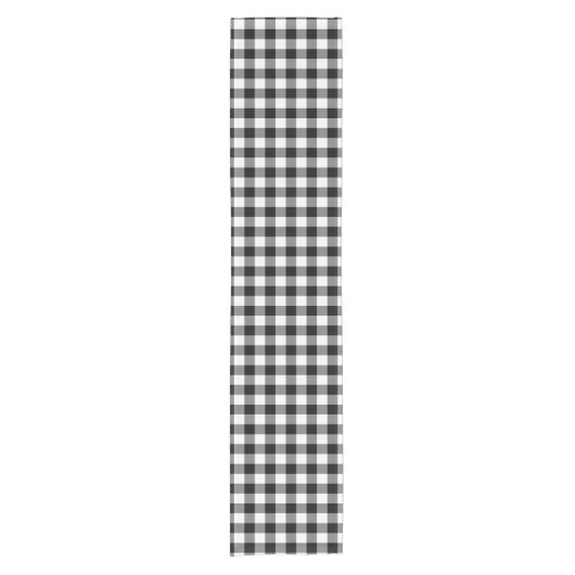 Black and White Gingham Table Runner Korte Tafelloper (Voorkant)