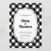 Black and White Gingham wedding invitation (Devant)