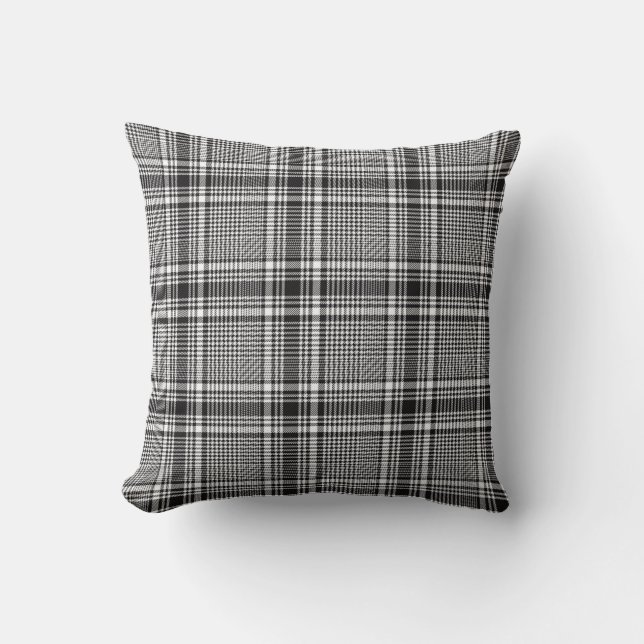 Black and White Glen Check Pset Pattern Kussen (Voorkant)