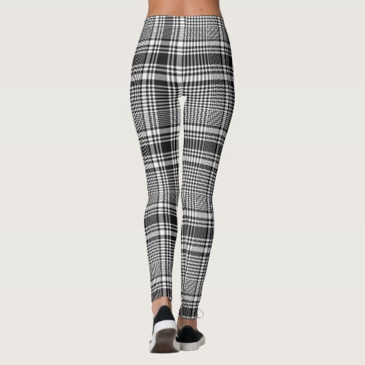 Black and White Glen Check Pset Pattern Leggings (Achterkant)
