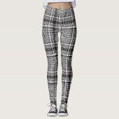 Black and White Glen Check Pset Pattern Leggings (Voorkant)