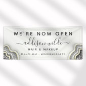 Black and White Glitter Agate Geode Luxe Business Spandoek